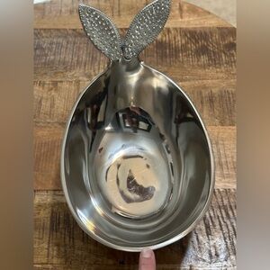 Easter Metal Bunny Rabbit Rhinestone Crystal Ears Metal Serving Candy Bowl Decor